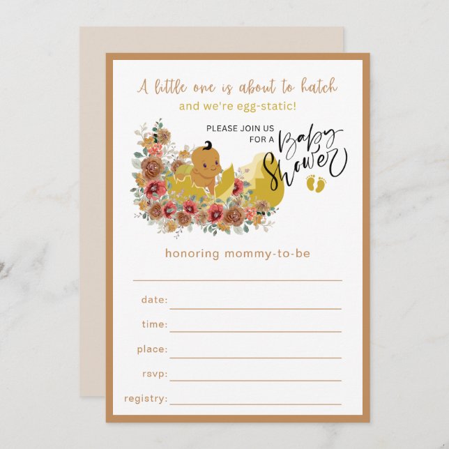 Convites Preenchimento De Chá de fraldas Divertido No Convi (Frente/Verso)