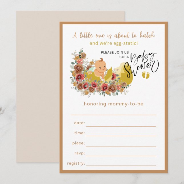 Convites Preenchimento De Chá de fraldas Divertido No Convi (Frente/Verso)