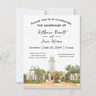 Convites Prefeitura de Beverly Hills Aguardo a Data Aquarel
