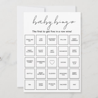 Convites Prefilled Minimalist Baby Shower Bingo Cards