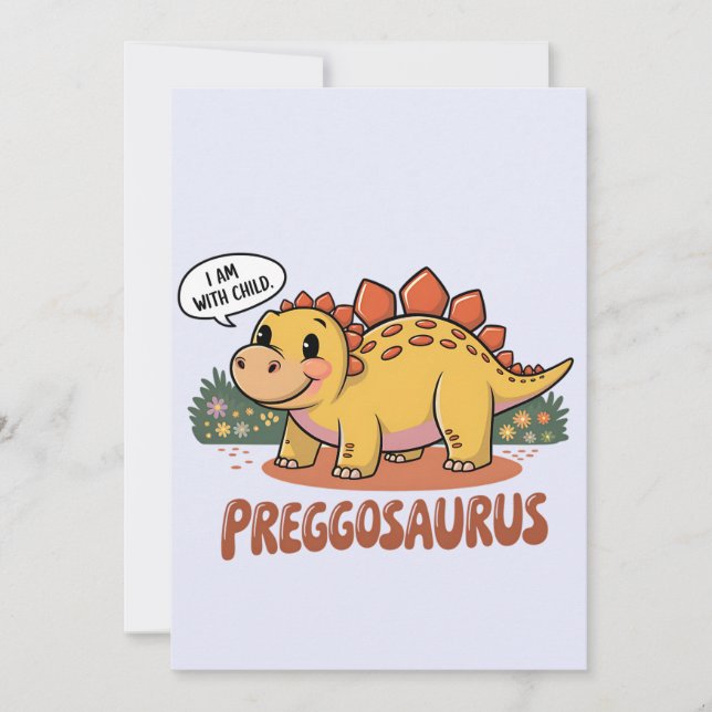 Convites Preggosaurus Eu Estou Grávida Dinossauro de Gravid (Frente)