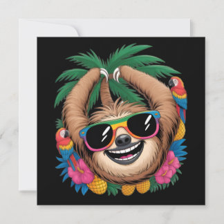 Convites Preguiça Tropical Kawaii – Vibrações Agradáveis de