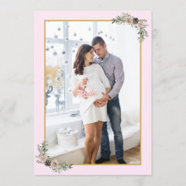 Convites Preguiçosa de Natal Foto Floral Moderna Rosa