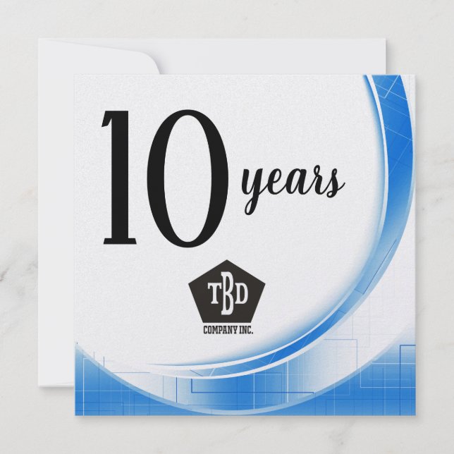 Convites prêmio de aniversário de 10 anos para funcionários (Frente)