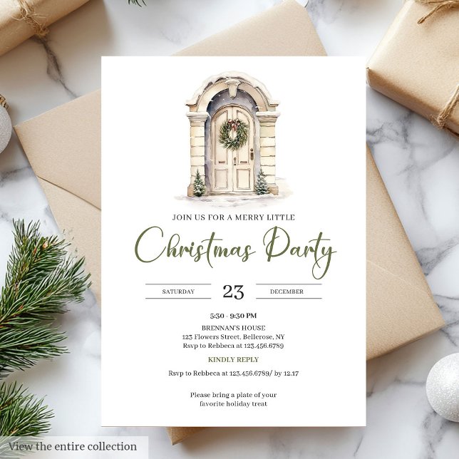 Convites Premium Ivory Scandinavian Earthy Christmas Party (Premium Ivory Scandinavian Earthy Christmas Party)
