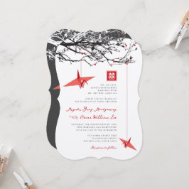 Convites Prendendo Gruas de Papel Origami e Casamento de Ci