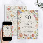Convites Prenssed Wildflower Frame 50th Birthday Invi<br><div class="desc">Apresentando nosso incrível convite floral de flor silvestre prensada, 50º aniversário! Quer você esteja planejando uma comemoração de 50 anos para si mesmo ou para outra pessoa, deixe este convite e este cartão criativo darem o tom para o dia. Nosso design apresenta flores prensadas por aquarela realistas com libélulas, abelhas...</div>