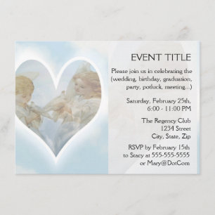 Convites Preocupe-se com Cherubs com Doves nas nuvens.