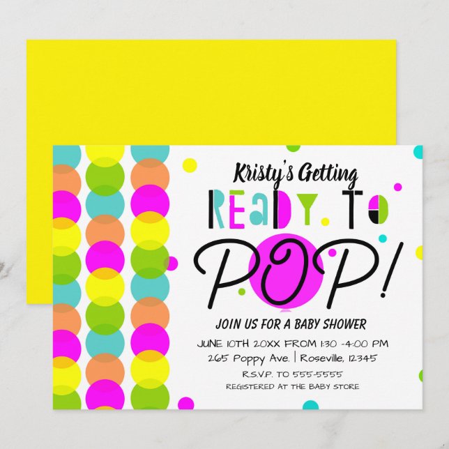 Convites Preparando-se para o Pop Moderno Chá de fraldas Co (Frente/Verso)