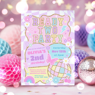 Convites Preparar segundo aniversário Varsity do Groovy Pre