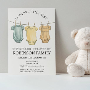 Convites Prepare o ninho para o Chá de fraldas do partido q