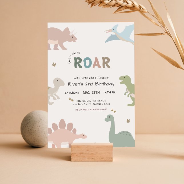 Convites Prepare-se para Rugir Bebê Dinossauro 2º Aniversár (Criador carregado)