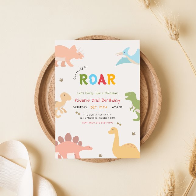 Convites Prepare-se para Rugir Bebê Dinossauro 2º Aniversár (Criador carregado)