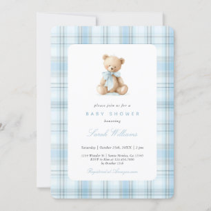 Convites Preppy Bear Chá de fraldas Boy