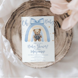 Convites  Preppy Bear Overalls Boy Casual Baby Shower  