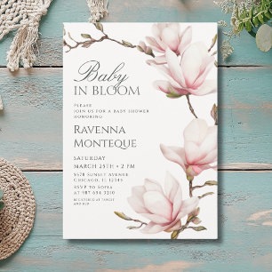 Convites Preppy Blush Floral Magnólia Bebê em Flor Chuveiro
