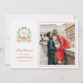 Convites Preppy Christmas Leopard Crest Monogram 