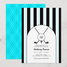 Preppy de Golfe Monograma Preto, Branco e Azul Elé