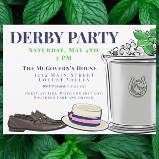 Convites Preppy Derby Party Fashion Mint Julep