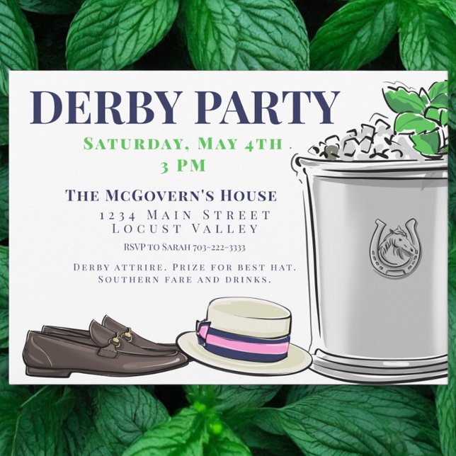 Convites Preppy Derby Party Fashion Mint Julep (Criador carregado)