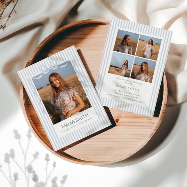 Convites Preppy Graduation Photo Collage Announcement  (Criador carregado)