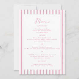 Convites Preppy Peony Pink Chic Monogram Wedding Menu Card