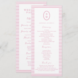 Convites Preppy Peony Pink Chic Wedding Program Card