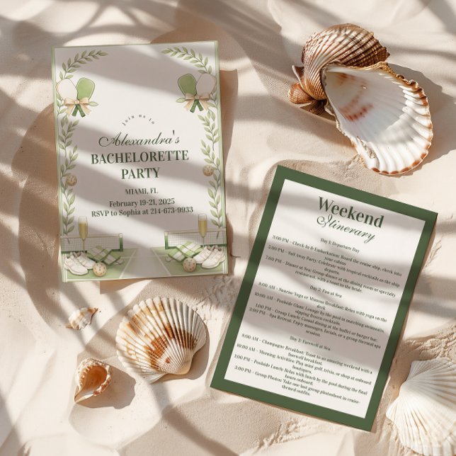 Convites Preppy Pickleball Garden Bachelorette Party (Criador carregado)