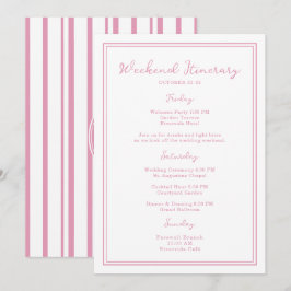 Convites Preppy Pink Chic Wedding Weekend Itinerary Card