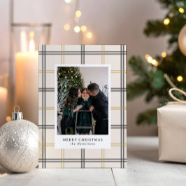 Convites Preppy Plaid Double Stripe Window Christmas Card