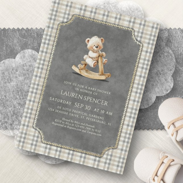 Convites Preppy Polo Bear Baby Shower (Criador carregado)