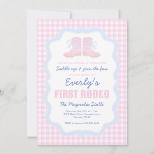 Convites Preppy Rodeo First Birthday Cowgirl Boots