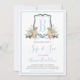 Convites Preppy Southern Blue Dog Chá de fraldas