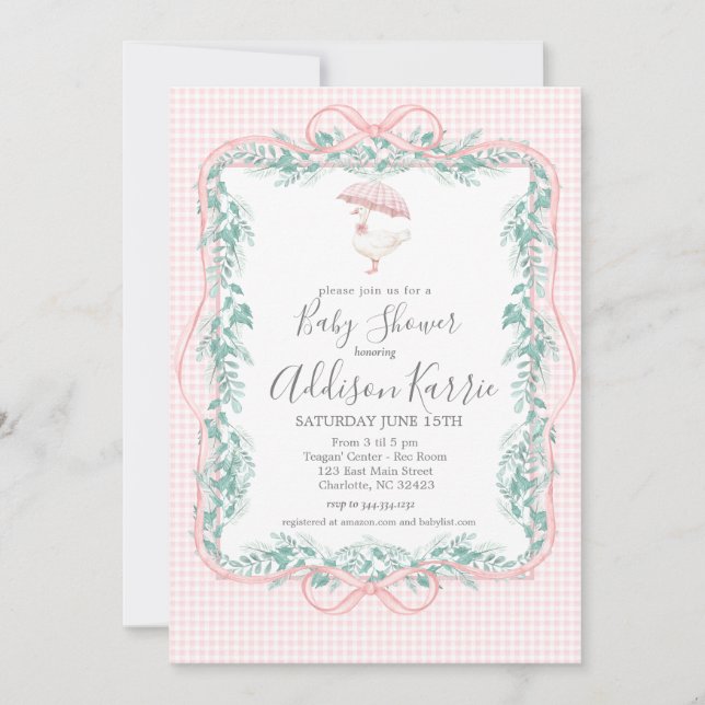 Convites Preppy Southern goose baby shower invite (Frente)