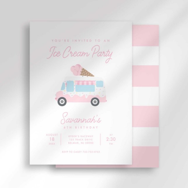 Convites Preppy Stripe Sweet Ice Cream Birthday Social (Criador carregado)