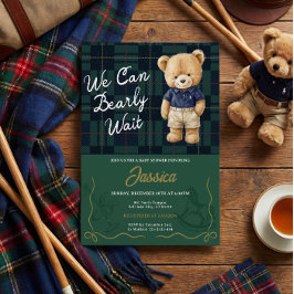 Convites Preppy Teddy Bear Baby Shower Invitation