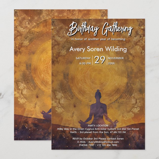 Convites Presença Radiante | Design de Luz para Meditação (Frente/Verso)
