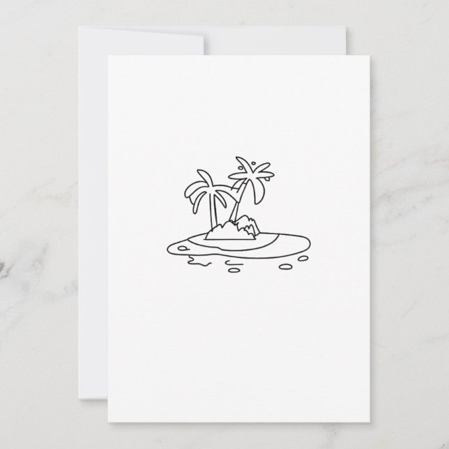 Convites Presente da Ilha do Paraíso, desenho de linha (Frente)