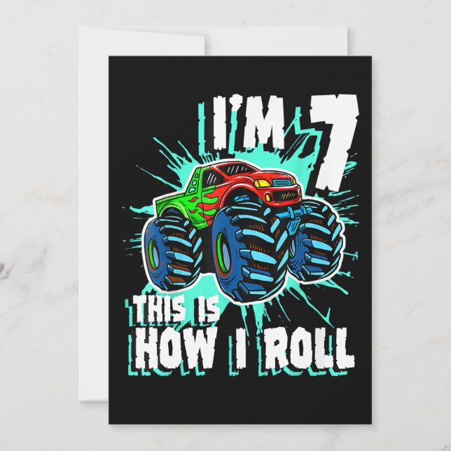 Convites Presente de aniversário de 7 anos para Monster Tru (Frente)