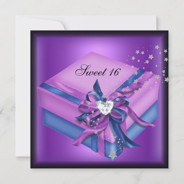 Convites Presente de Aniversário de Sweet Sixteen 16 (Frente)