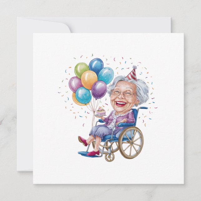 Convites Presente de aniversário engraçado para avó idosa (Frente)