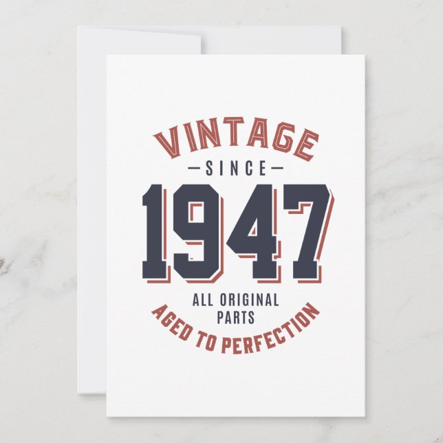Convites Presente de Aniversário Vintage Desde 1947 (Frente)