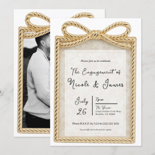 Convites Presente de Arco de Ouro Foto de Engajamento Prese