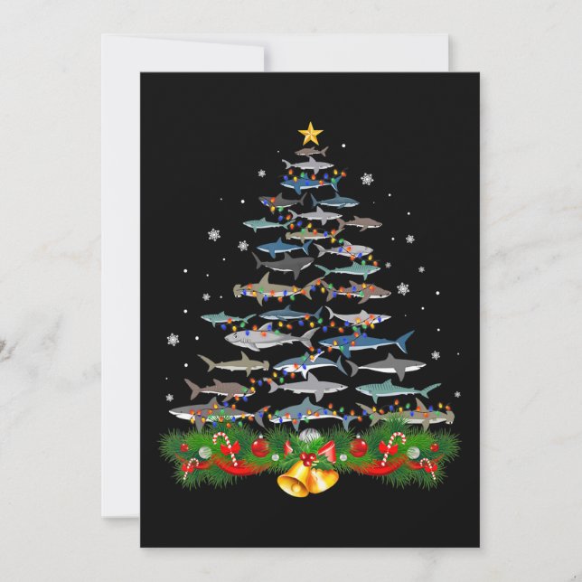 Convites Presente de Árvore de Natal de Tubarão para Amante (Frente)