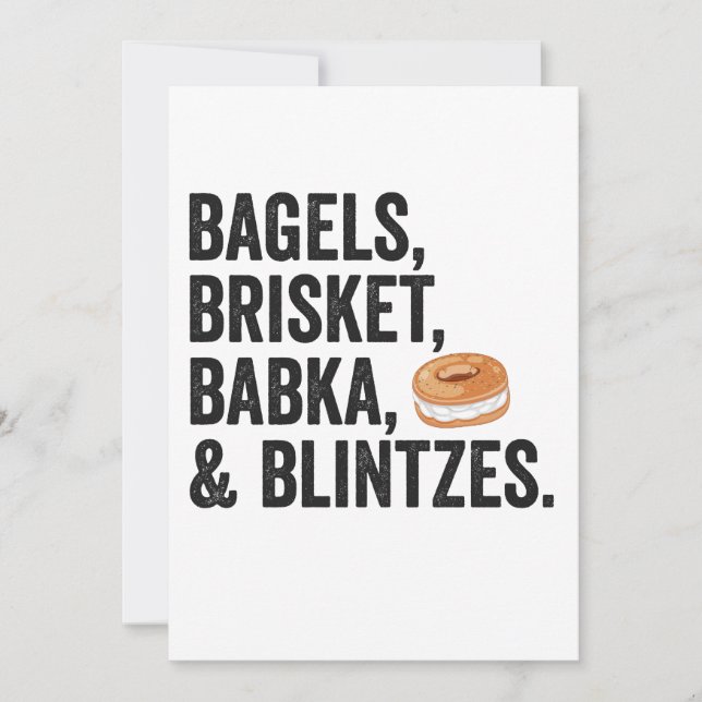 Convites Presente de Bagels Brisket Bakka Blintzes do Hanuk (Frente)