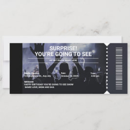 Convites Presente de Bilhete de Concerto Surpresa Preto e B