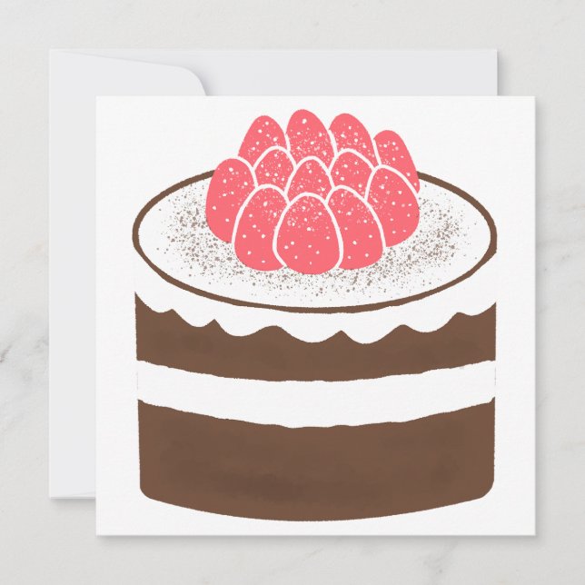 Convites Presente de Bolo de Camadas de Morango com Chocola (Frente)