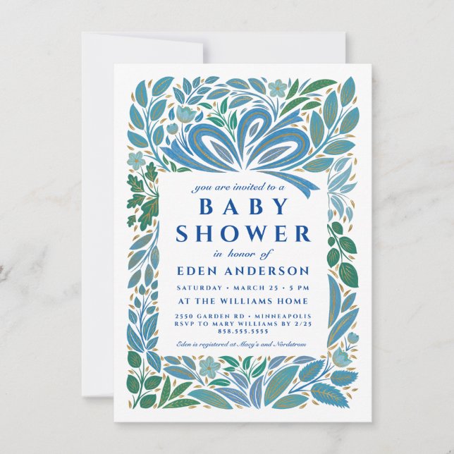 Convites Presente de Chá do Baby Boy (Frente)