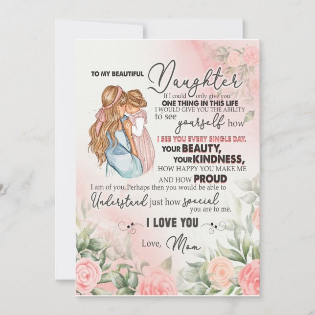 Convites Presente de Filha | Carta Para Minha Filha Da Mamã (Frente)