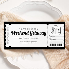 Convites Presente de Fim de Semana Viagem Voucher